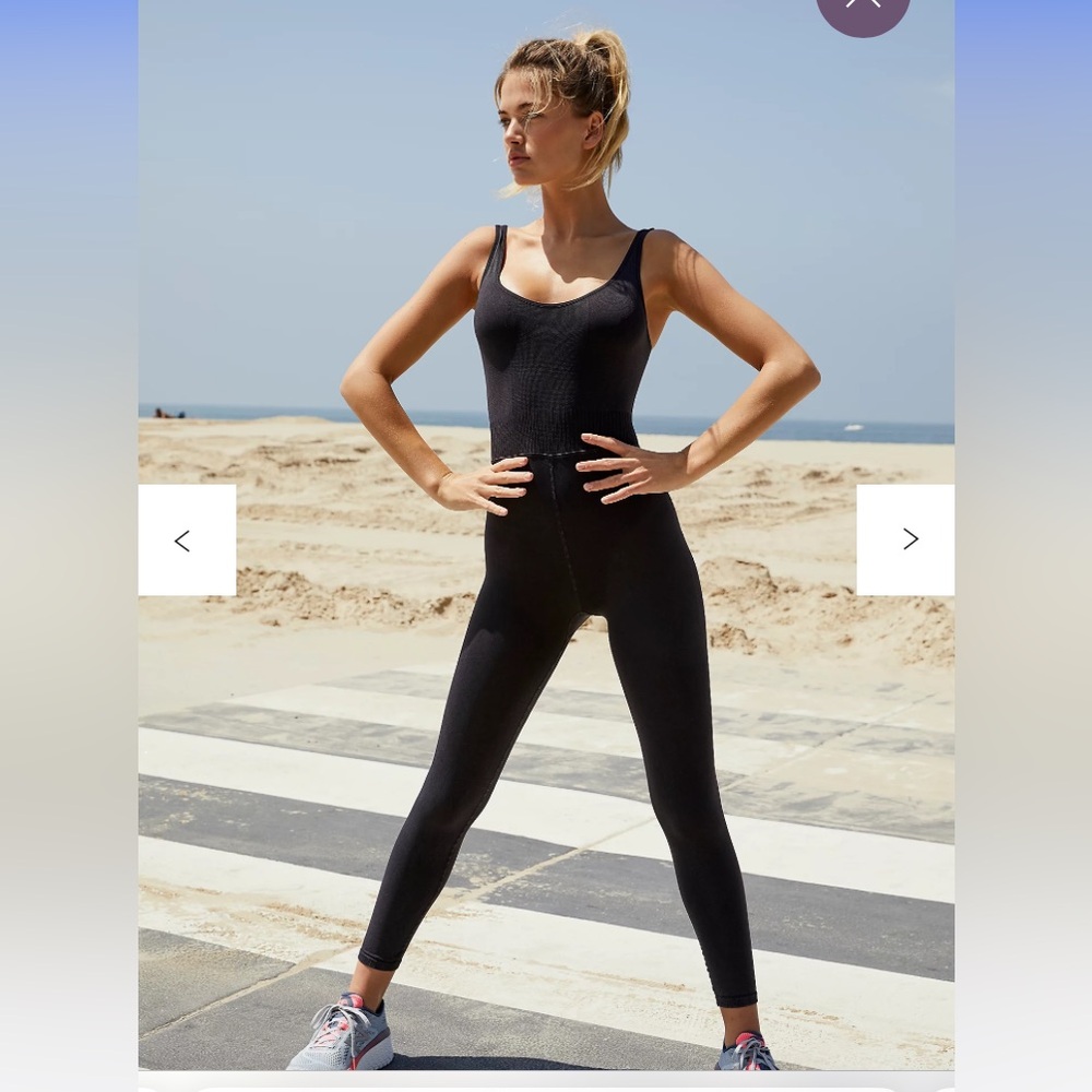 Free People Good Karma Onesie in Washed Black